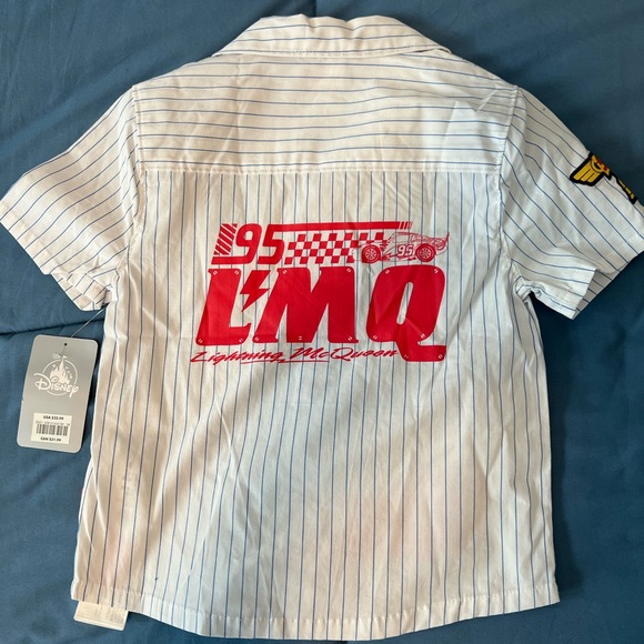 Disney White Button Down Shirt with Racing Theme - Picture 2 of 4